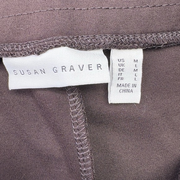 Susan Graver Womens Pants Medium Brown Liquid Knit Straight Leg Stretch Mature - Picture 6 of 10